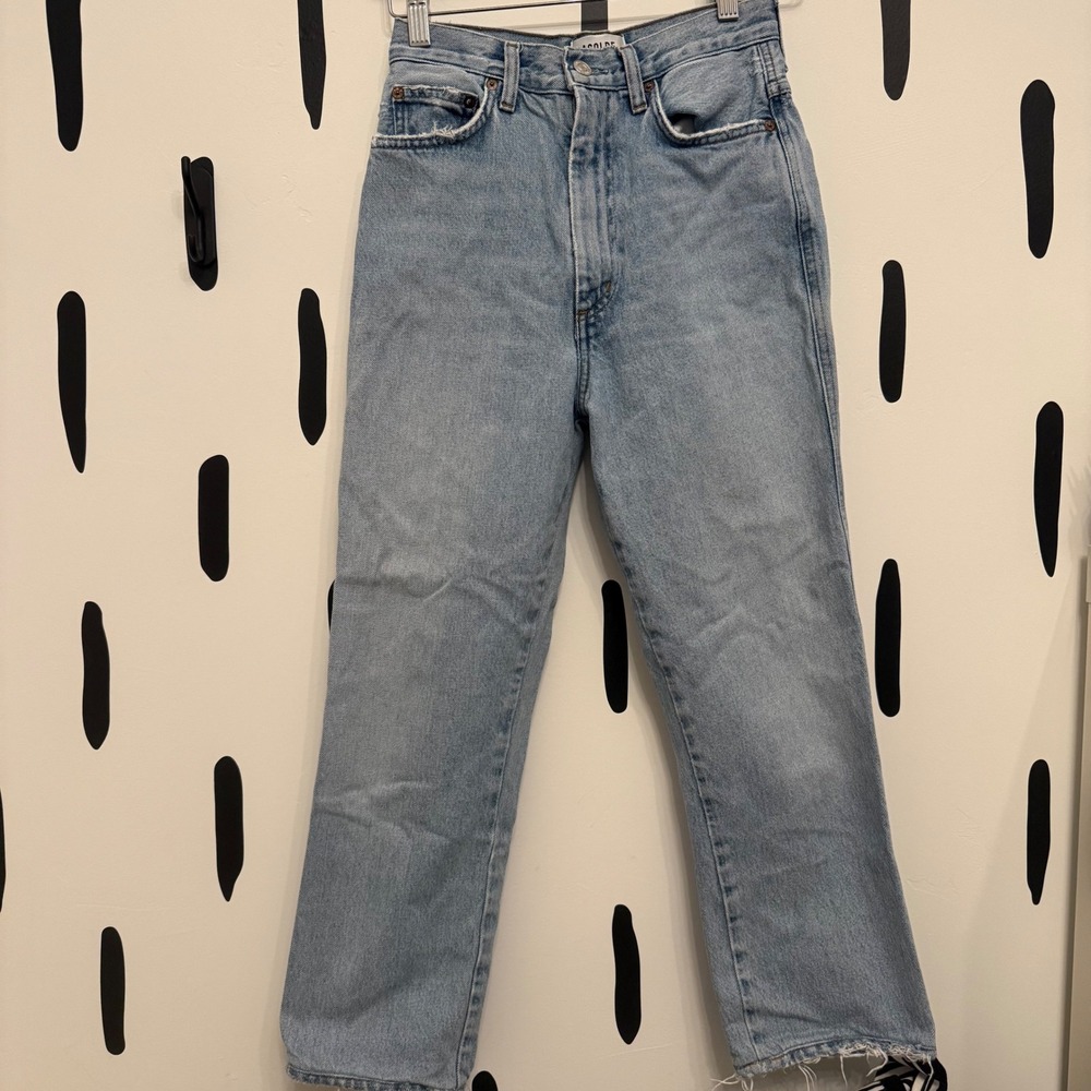 AGOLDE Pinch Waist High Rise Straight Leg Cropped Jeans Light Wash Size 24‎